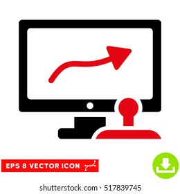 Path Control Monitor EPS vector pictogram. Illustration style is flat iconic bicolor intensive red and black symbol on white background.