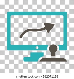 Path Control Monitor vector icon. Illustration style is flat iconic bicolor grey and cyan symbol on a transparent background.