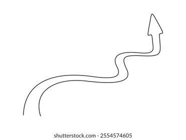 Path direction arrow continuous one line drawing vector illustration