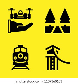 path, drone, train and zip lane vector icon set. Sample icons set for web and graphic design