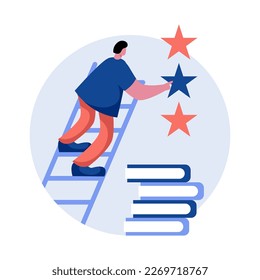 The Path to Entrepreneurship This illustration may show someone walking on a path equipped with signs indicating the direction to a successful business. opportunity business concept