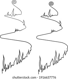 Path Of Fire. Simple Line Drawing. Vector Illustration