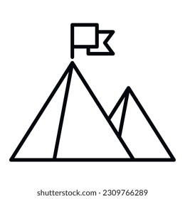 Path flag on mountain icon outline vector. Top career. Success reach
