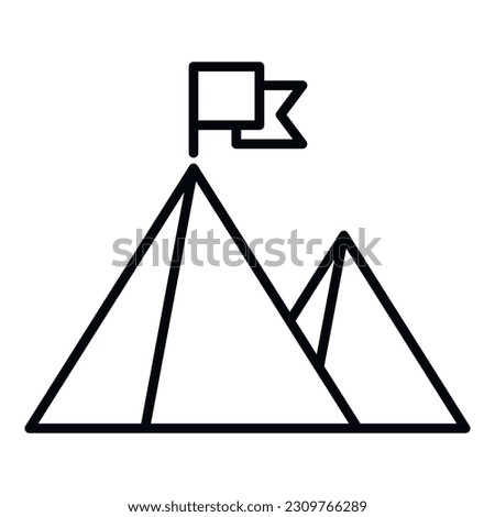 Path flag on mountain icon outline vector. Top career. Success reach