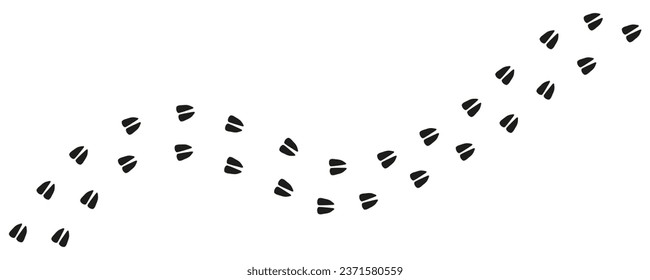 Path foot prints of horse, mustang, pony, deer, cow, goat, sheep, elk, antelope. Horse hooves. Deer tracks. Silhouette. Vector isolated. Hippodrome horse racing farm stud farm zoo equestrian club