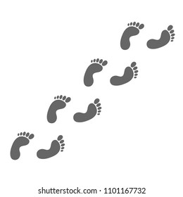 Path of footprints. Human barefoot track. Vector illustration.