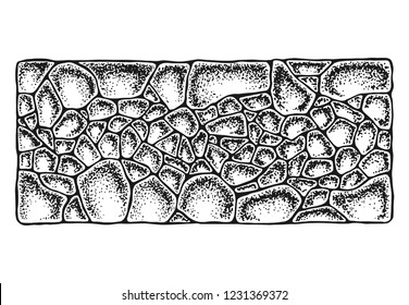 the path is garden stone. masonry vector drawing hand made. sketch