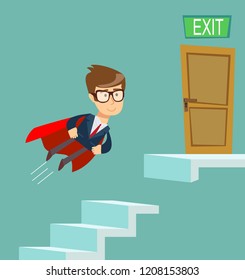 Path to the goal, Business concept growth to success, Reach the target, Cartoon vector illustration