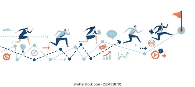 Path to the goal, success. Business vector illustration.
