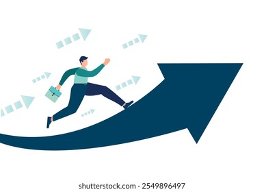 the path, the goal, the success. explore horizons, work, and find ways to develop. growth arrows make career decisions by choosing the direction for future opportunities, vector illustration