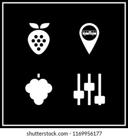 path icon. 4 path vector set. bus stop pin, raspberry, strawberry and mixer icons for web and design about path theme