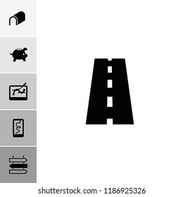 Path icon. collection of 6 path filled icons such as road, route and phone, direction   isolated, tunnel, piggy bank. editable path icons for web and mobile.