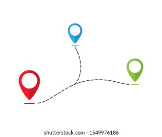 Path icon from different points. Flat simple design.