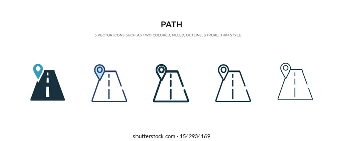 path icon in different style vector illustration. two colored and black path vector icons designed in filled, outline, line and stroke style can be used for web, mobile, ui
