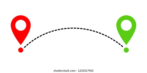Path icon in flat style. Vector illustration. Route, way or track symbol