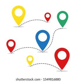 Path icon in flat style. Vector illustration. Route, way or track symbol. Pin, location symbol or pointer
