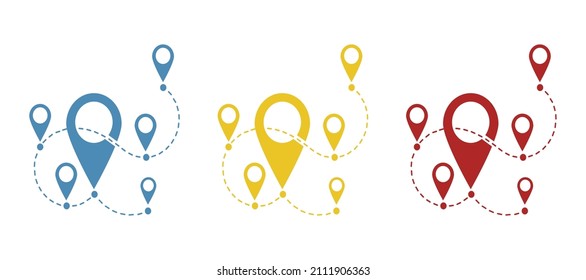 path icon with multiple marks, vector illustration