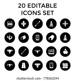 Path icons. set of 20 editable filled path icons such as direction   isolated, bull skull, tunnel, road, cotton buds, piggy bank. best quality path elements in trendy style.