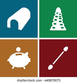 Path icons set. set of 4 path filled icons such as tunnel, cotton buds