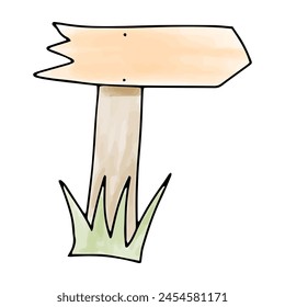 Path indicator watercolor doodle element. Vector illustration.