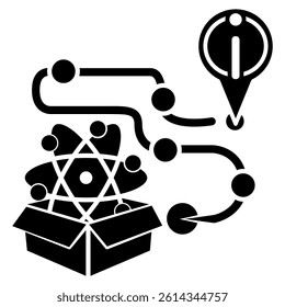 Path Information icon represented by atom, pathh, i Black Filled style.