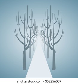 The path into the distance - Fog - vector illustration