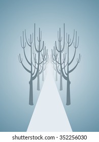 The path into the distance - Fog - vector illustration