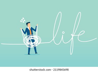 The path of life is hectic and confusing, keep life and work balanced, very busy work, working overtime, Vector illustration design concept in flat style