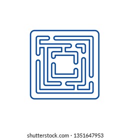 Path in the maze line icon concept. Path in the maze flat  vector symbol, sign, outline illustration.
