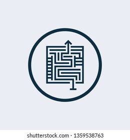 Path in the maze line icon concept flat vector symbol, sign, outline illustration.