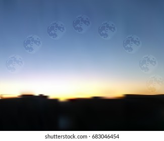 The path of the moon in the sky. The evening vector illustration.