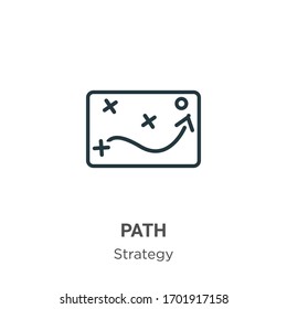 Path outline vector icon. Thin line black path icon, flat vector simple element illustration from editable strategy concept isolated stroke on white background