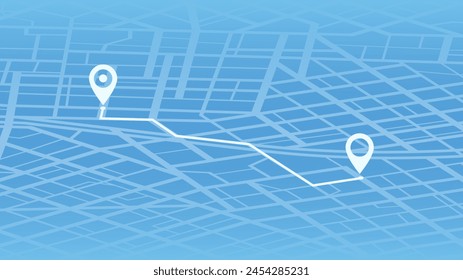 The path from a point to the intended goal, destinations, signs. roads throughout map. Navigation mapping technology for obtaining data on distance and turns of the path. location tracks dashboard