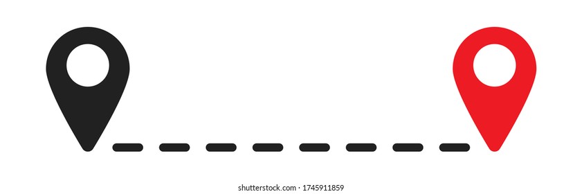 Path point in line style. Vector flat map way isolated concept.