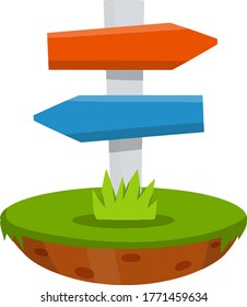 Path pointer with blue and red plate.