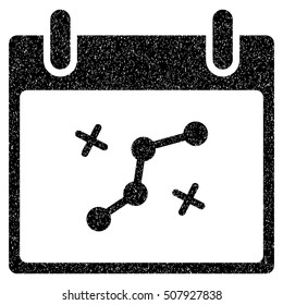 Path Points Calendar Day grainy textured icon for overlay watermark stamps. Flat symbol with unclean texture. Dotted vector black ink rubber seal stamp with grunge design on a white background.