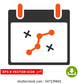 Path Points Calendar Day icon. Vector EPS illustration style is flat iconic bicolor symbol, orange and gray colors.