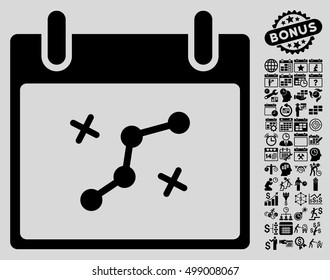 Path Points Calendar Day pictograph with bonus calendar and time management pictograms. Vector illustration style is flat iconic symbols, black, light gray background.