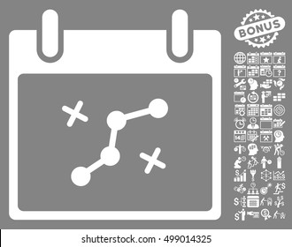Path Points Calendar Day pictograph with bonus calendar and time management icon set. Vector illustration style is flat iconic symbols, white, gray background.