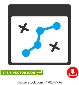 Path Points Calendar Page icon. Vector EPS illustration style is flat iconic bicolor symbol, blue and gray colors.