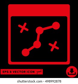 Path Points Calendar Page icon. Vector EPS illustration style is flat iconic symbol, red color.