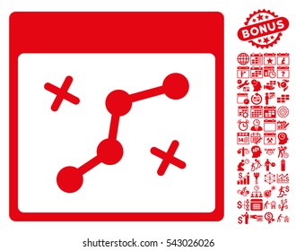 Path Points Calendar Page icon with bonus calendar and time management pictograph collection. Vector illustration style is flat iconic symbols, red, white background.