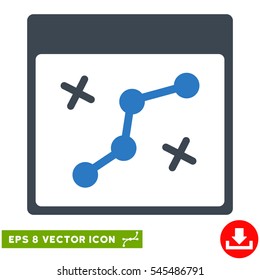 Path Points Calendar Page icon. Vector EPS illustration style is flat iconic bicolor symbol, smooth blue colors.