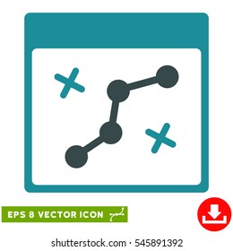 Path Points Calendar Page icon. Vector EPS illustration style is flat iconic bicolor symbol, soft blue colors.