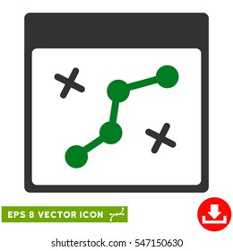Path Points Calendar Page icon. Vector EPS illustration style is flat iconic bicolor symbol, green and gray colors.