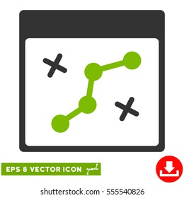 Path Points Calendar Page icon. Vector EPS illustration style is flat iconic bicolor symbol, eco green and gray colors.