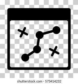 Path Points Calendar Page icon. Vector illustration style is flat iconic symbol, black color, transparent background. Designed for web and software interfaces.