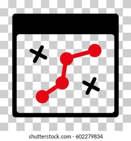 Path Points Calendar Page icon. Vector illustration style is flat iconic bicolor symbol, intensive red and black colors, transparent background. Designed for web and software interfaces.