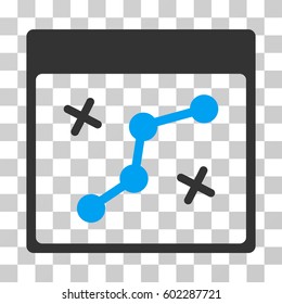 Path Points Calendar Page icon. Vector illustration style is flat iconic bicolor symbol, blue and gray colors, transparent background. Designed for web and software interfaces.