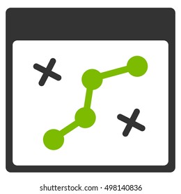 Path Points Calendar Page vector icon. Style is flat graphic bicolor symbol, eco green and gray colors, white background.